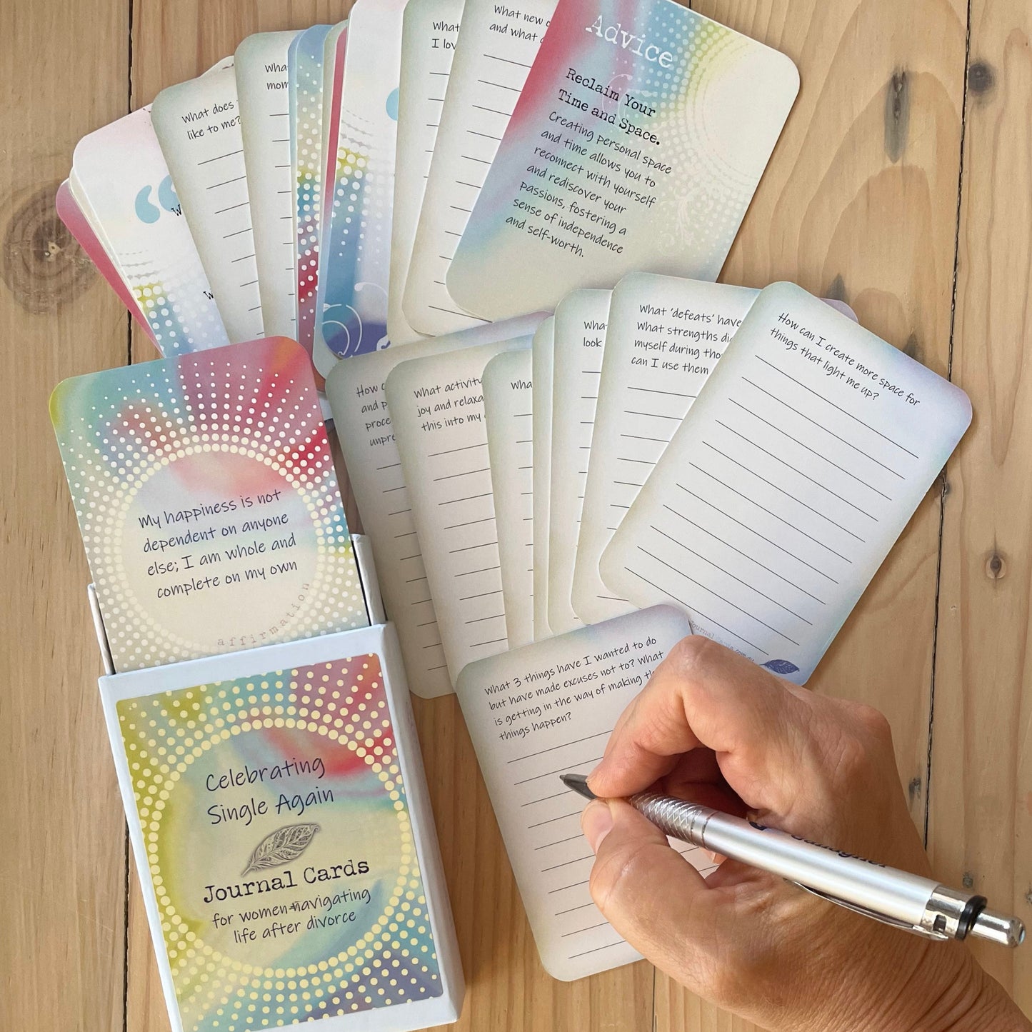 New way for journaling with this beautiful designed set of journal cards for women after divorce
