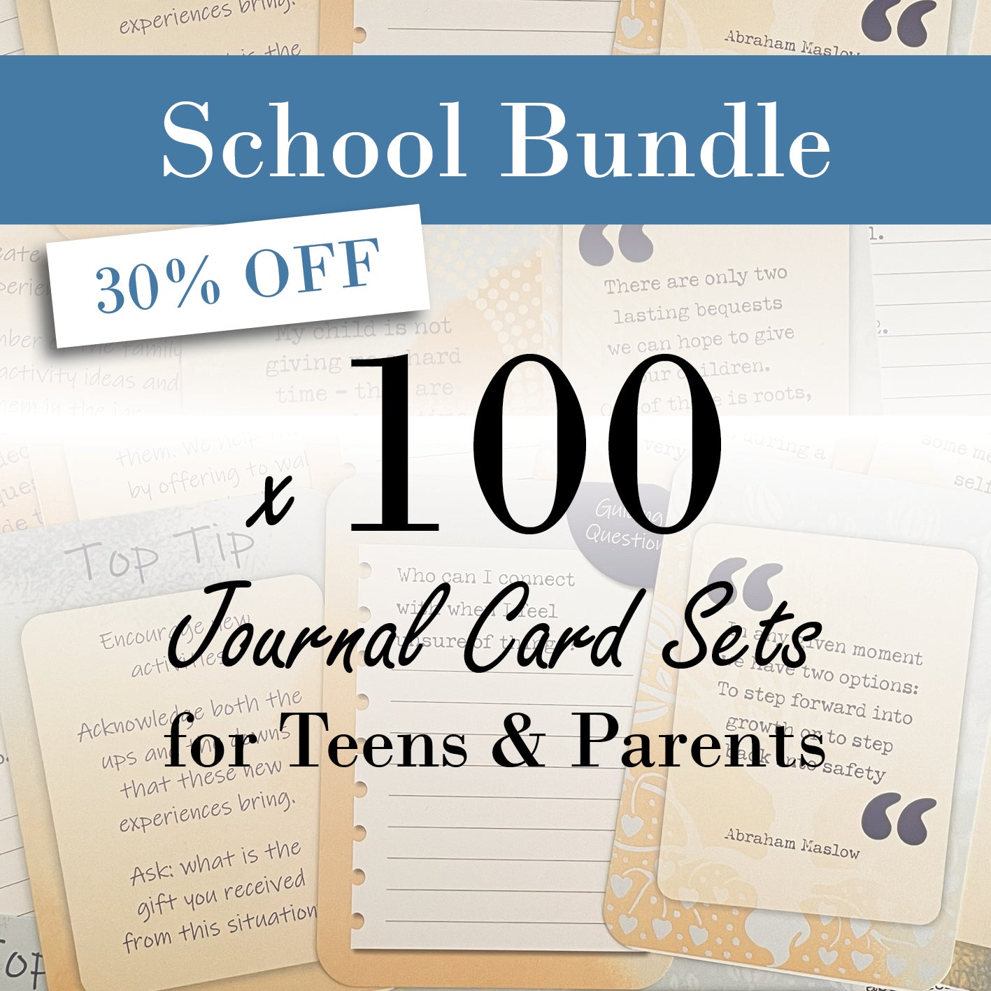 School Bundle – 100 Journal Card Sets for Teens & Parents