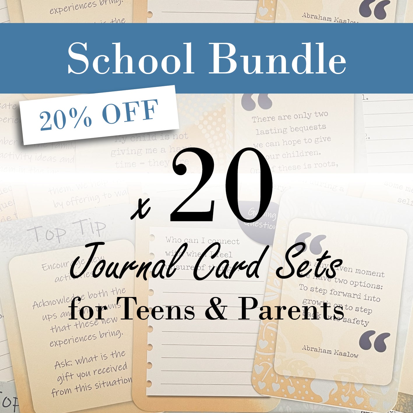 School Bundle 20 Sets – special offer 20% off Journal Cards for schools and parent workshops