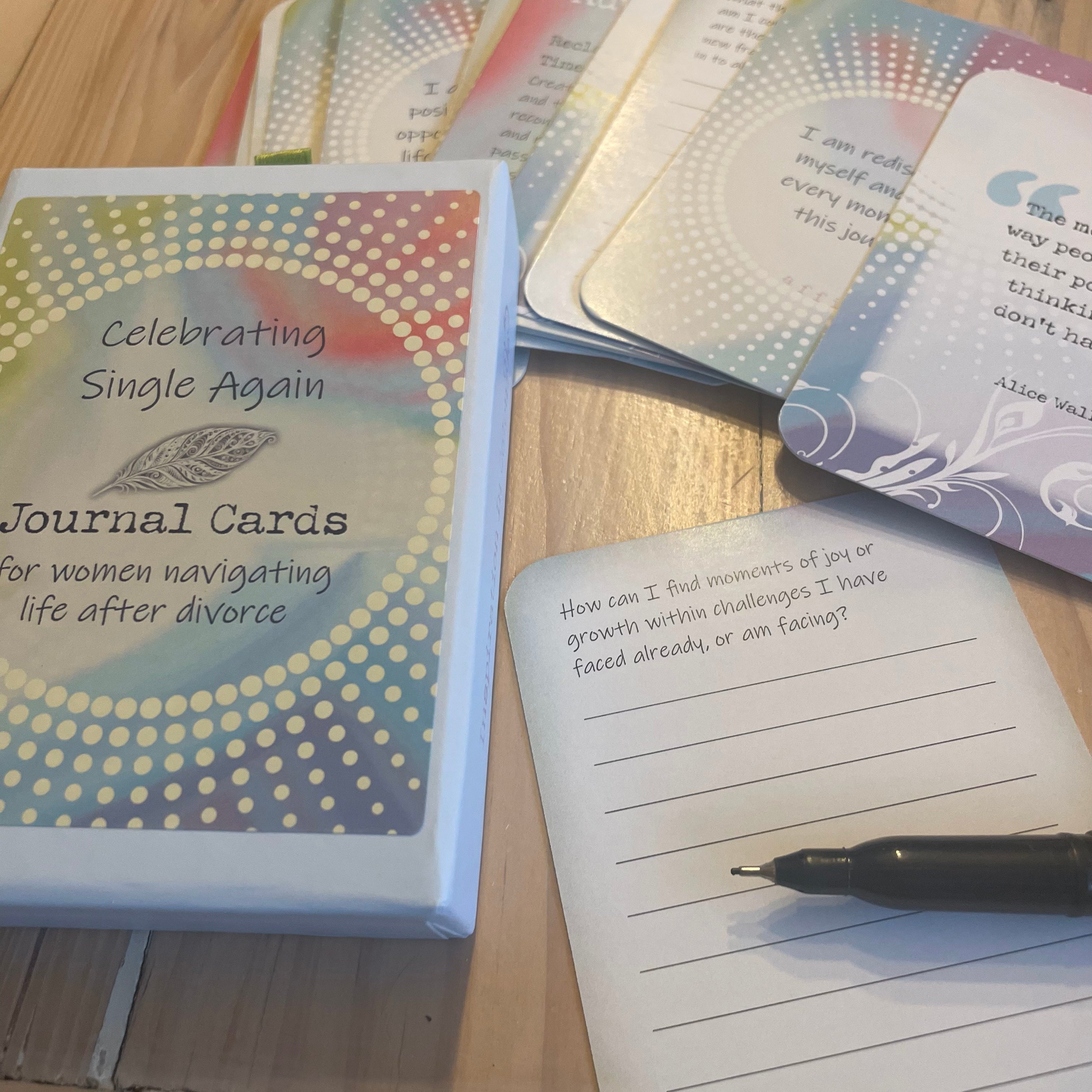 Celebrating Single Again journal card with reflective journaling question