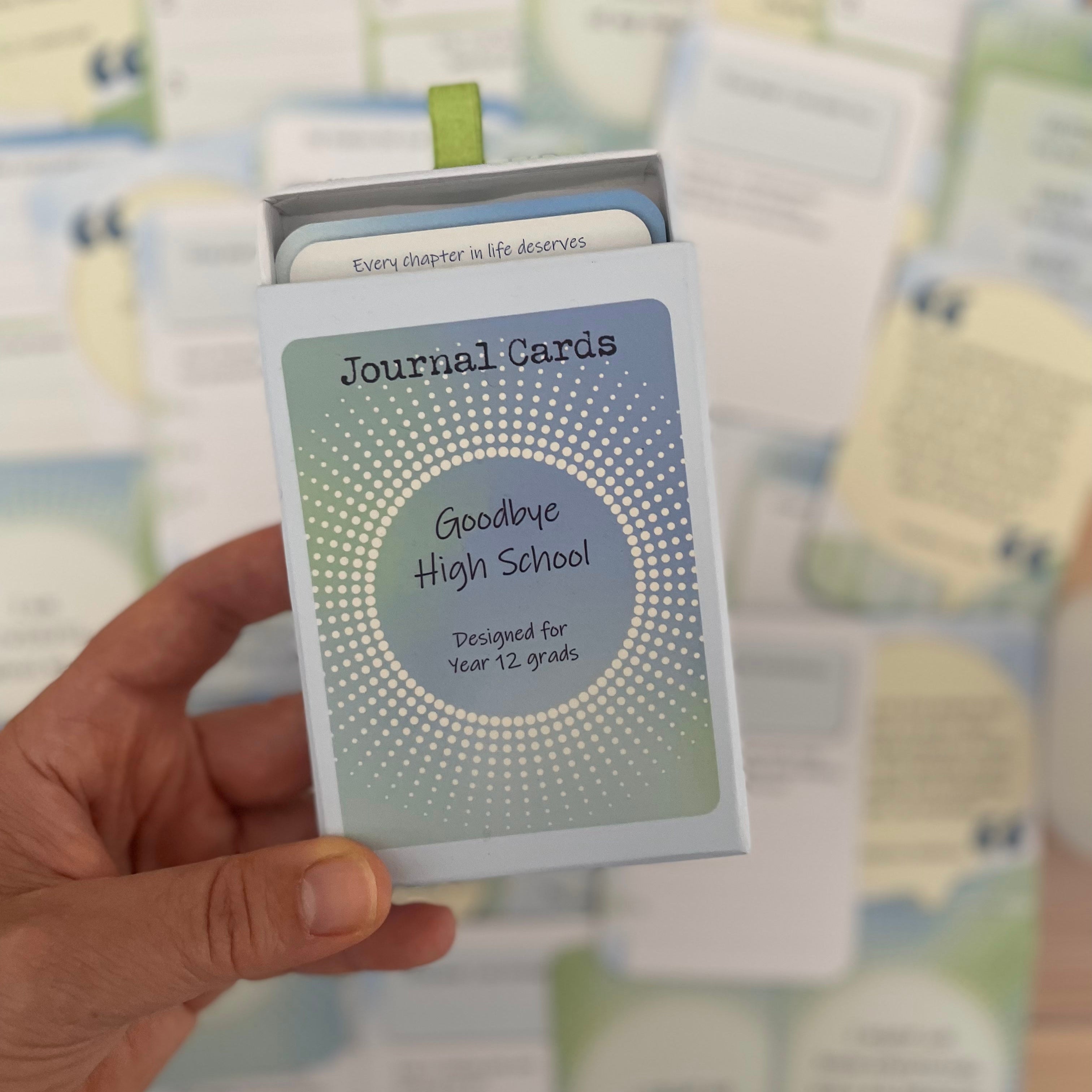 Goodbye High School guided journal cards with affirmations and quotes for graduates