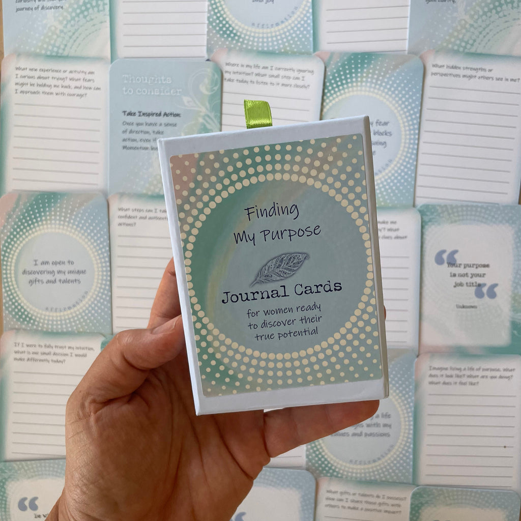 Finding My Purpose journal cards in use during journaling practice