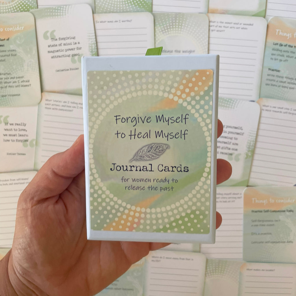 Forgive Myself to Heal Myself card with reflective journaling question
