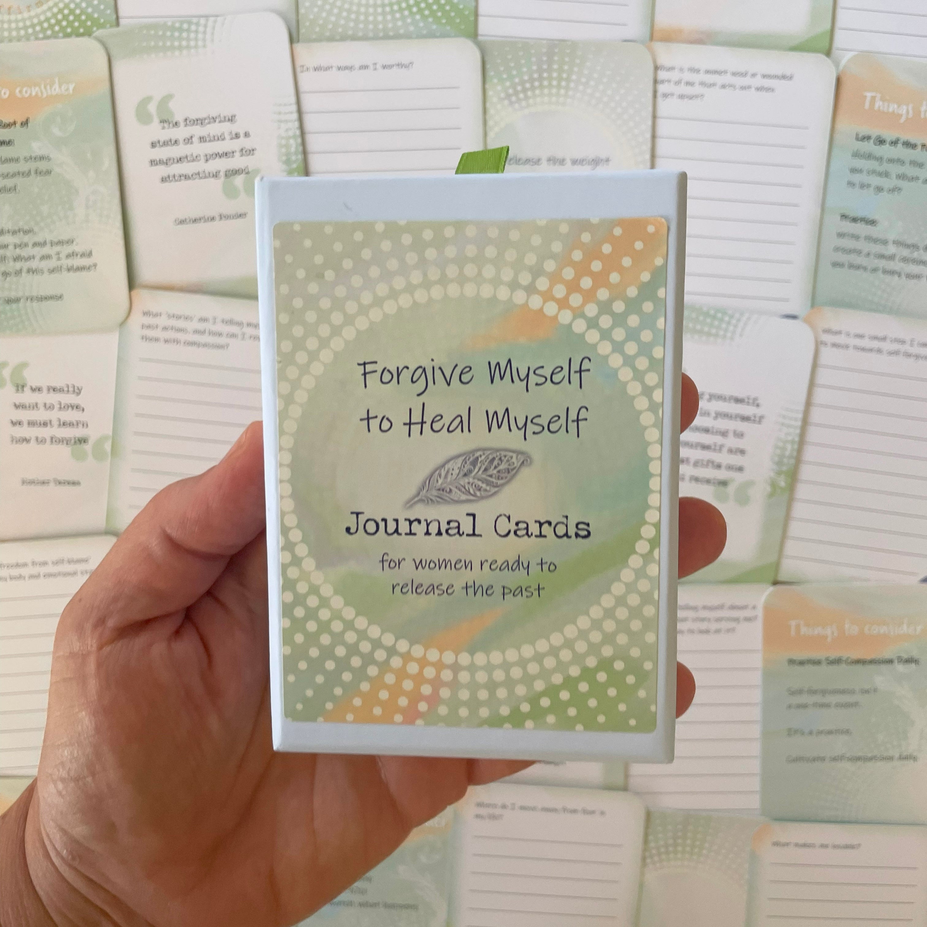 Forgive Myself to Heal Myself card with reflective journaling question