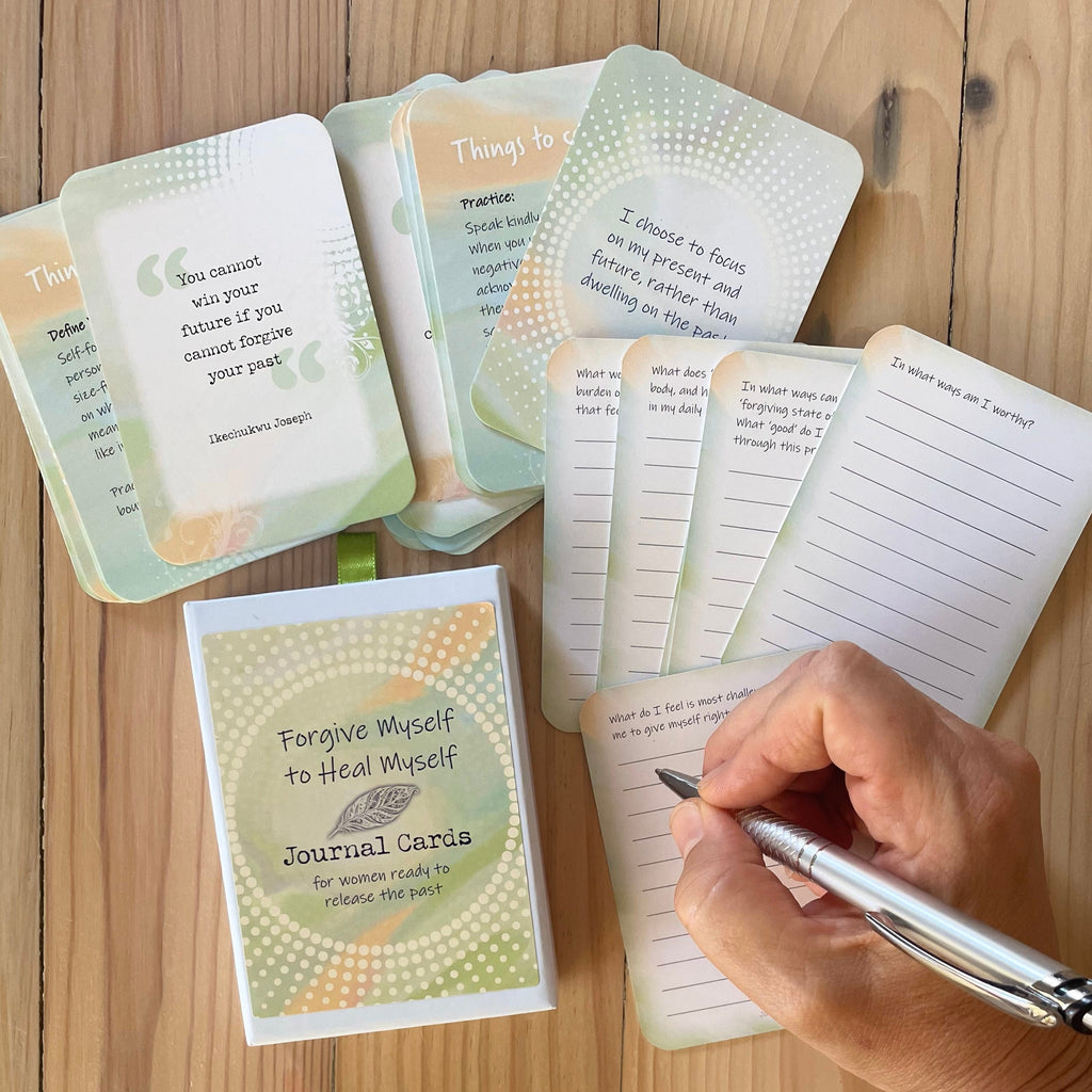 Forgive Myself to Heal Myself journal cards set supporting women in healing