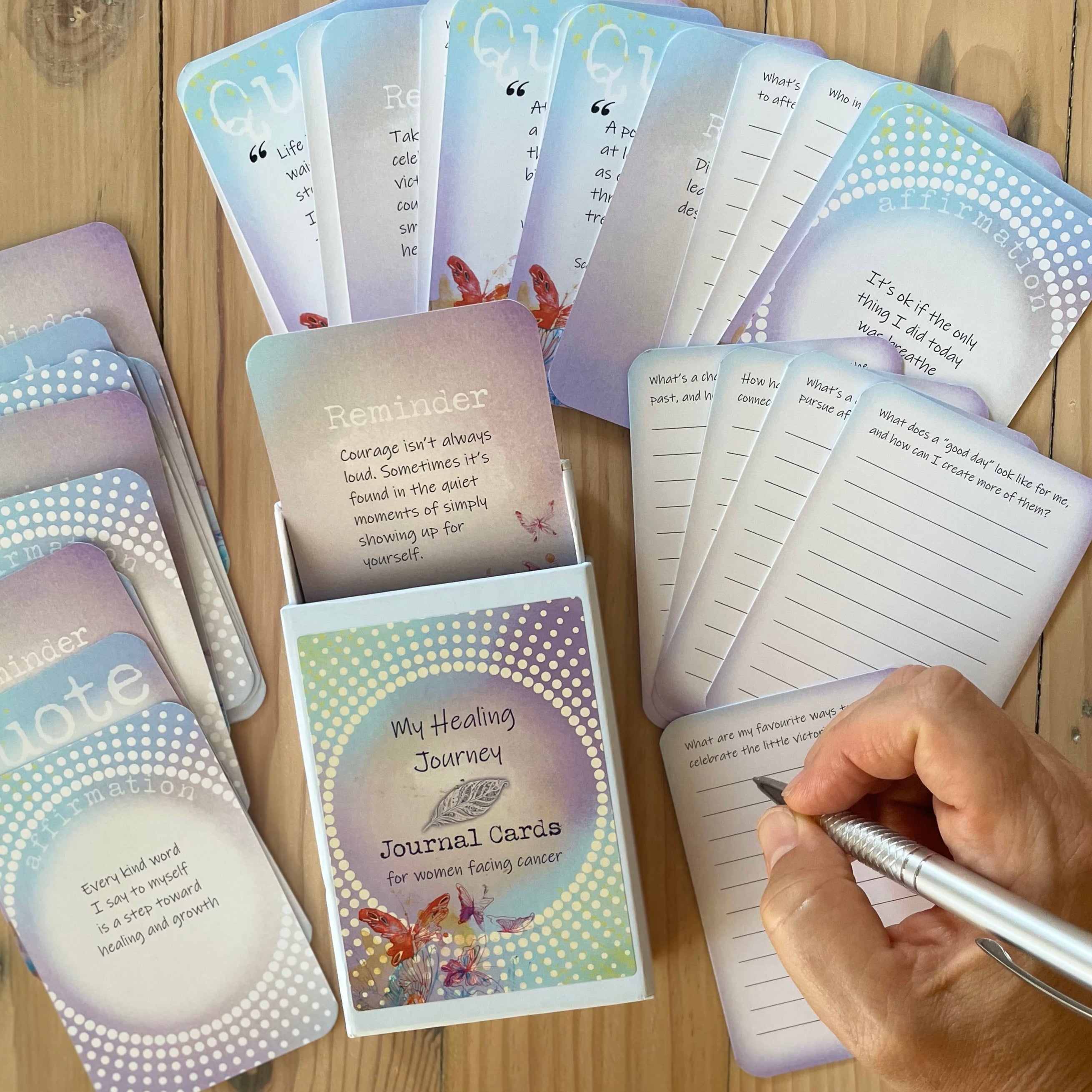 Journal Cards set with guided questions, affirmations, motivational quotes and reminders