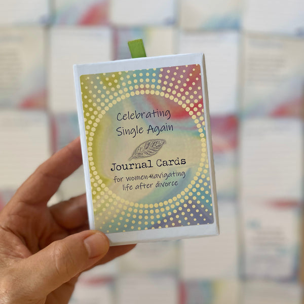 Celebrating Single Again guided journal cards with affirmations and quotes