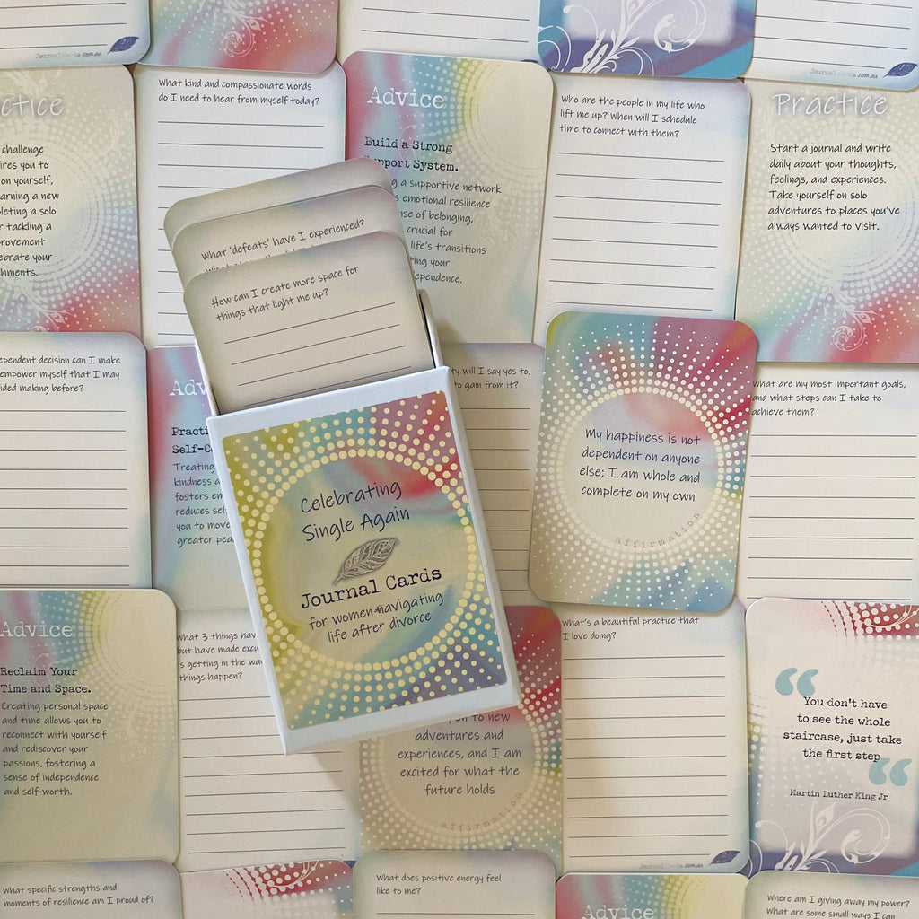 Guided journal cards for women after divorce or separation