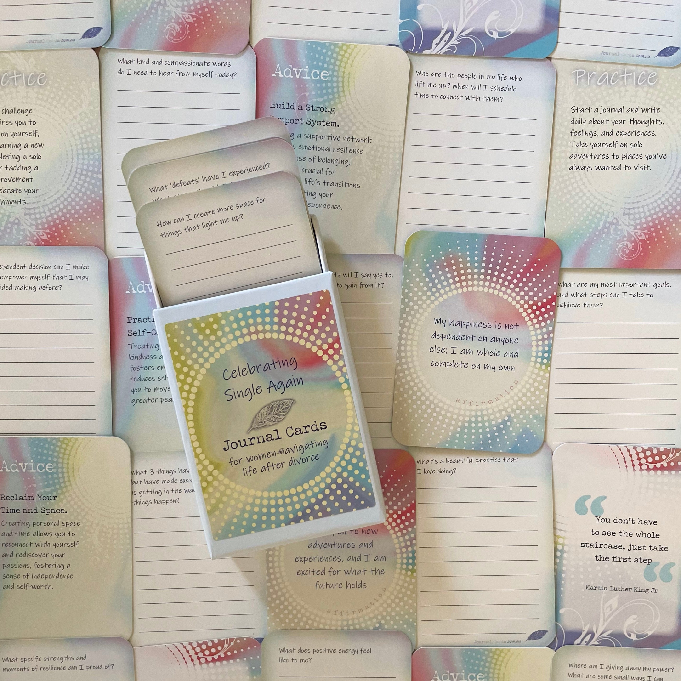 Guided journal cards for women after divorce or separation
