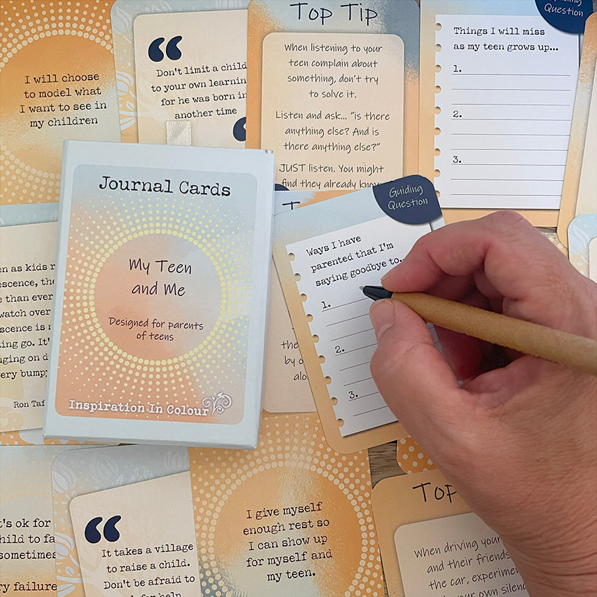 My teen and me; Beautifully designed journal cards with affirmations and tips for parents of teens