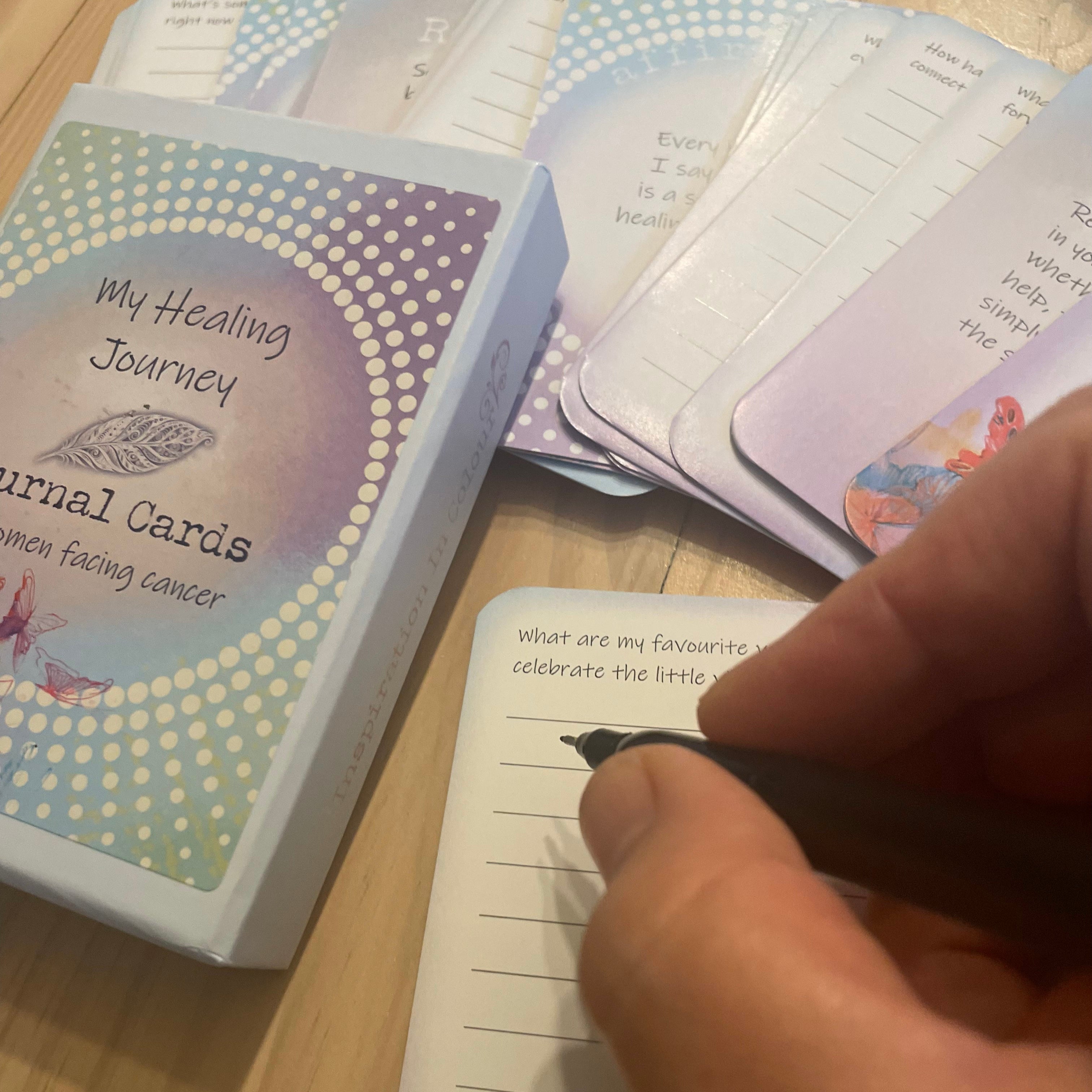 Supportive tool for women going through cancer treatments. journal cards - my healing journey